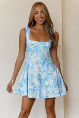 Clio Side Flare Hem Mini Dress Blue
