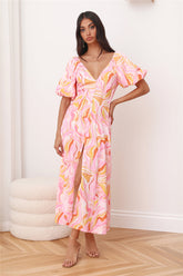 RUNAWAY Louise Midi Dress Pink