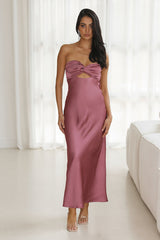 Up And Downs Satin Maxi Dress Rose
