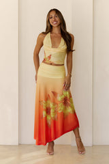 Starlit Petal Maxi Skirt Yellow