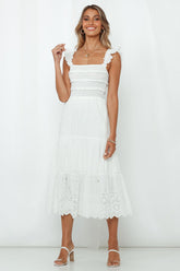 Let Me Fall In Love Midi Dress White