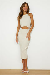 Styled On You Ribbed Midi Dress Beige