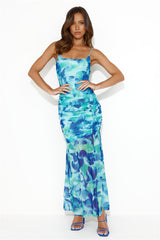 Along The Reef Mesh Midi Dress Green