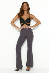 Festival Hours Halter Crop Top Black