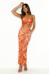 Shopaholic Girl Mesh Crop Top Orange