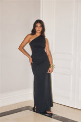 Lavish Moments One Shoulder Maxi Dress Black