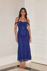 Fashionista Feels Halter Mesh Maxi Dress Navy