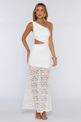 Styled Studio One Shoulder Lace Maxi Dress White