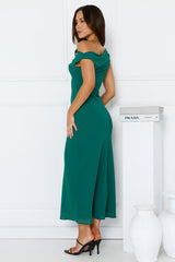 Xenia Off Shoulder Midi Dress Green