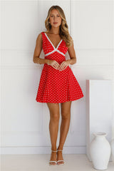 Polka Dot Perfection Mini Dress Red