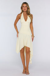 Glowberry Halter Midi Dress Yellow
