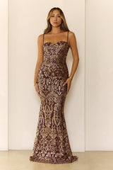 The Prestige Edit Sequin Maxi Dress Brown