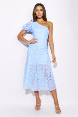 In Full Bloom Mesh Midi Dress Blue