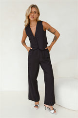 Warmest Island Linen Blend Pants Black
