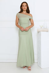 Dusk Noir Off Shoulder Maxi Dress Sage
