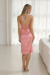 My Fierce Heart Satin Midi Dress Pink