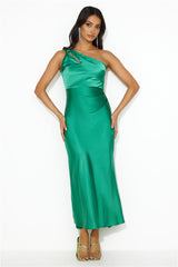 Ready On Time One Shoulder Midi Dress Green