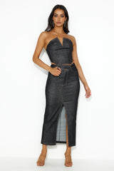 Always The Trendsetter Denim Crop Top Black