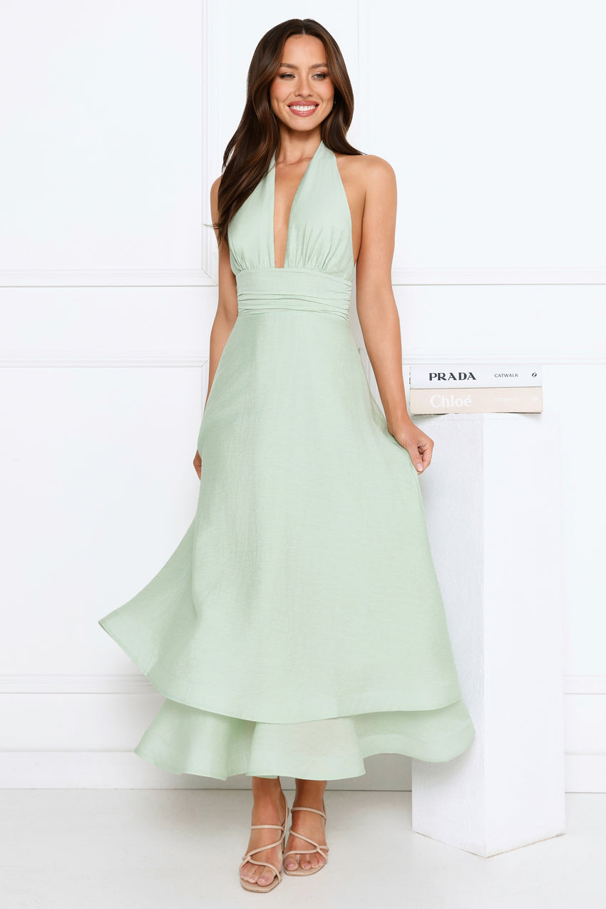 Opal Glow Halter Maxi Dress Green