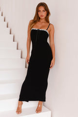 Until The Morning Ribbed Maxi Dress Black