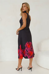 Ultimate Party One Shoulder Midi Dress Black